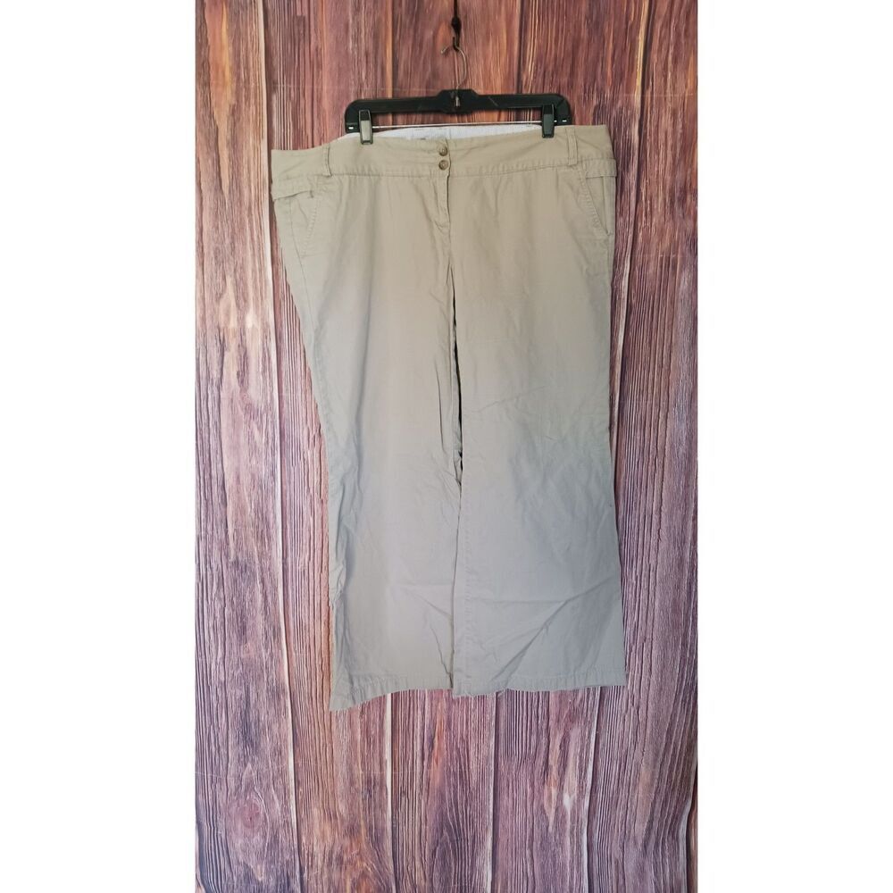 Lands End khaki wide leg dress pants woman's size 18 petite